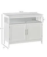 Homcom Sideboard Buffet Cabinet, Modern Kitchen Cabinet, Coffee Bar Cabinet with 2-Level Shelf and Open Compartment, White