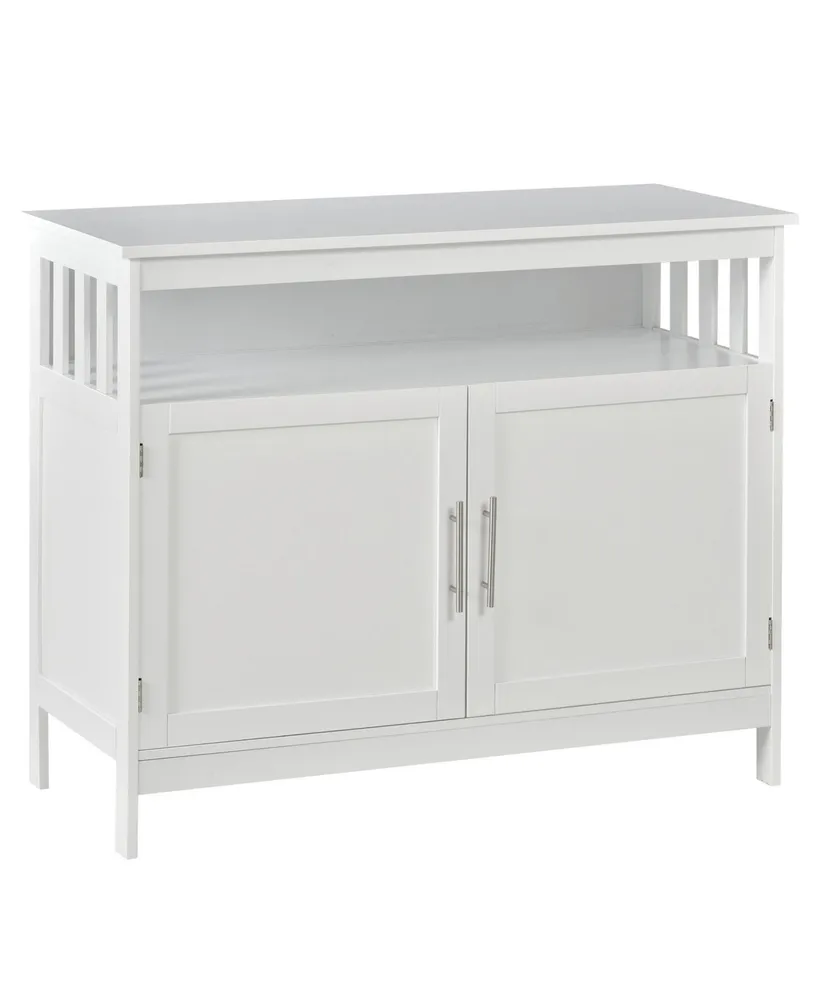 Homcom Sideboard Buffet Cabinet, Modern Kitchen Cabinet, Coffee Bar Cabinet with 2-Level Shelf and Open Compartment, White