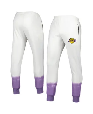 Men's Fisll Oatmeal Los Angeles Lakers Double Dribble Tie-Dye Fleece Jogger Pants