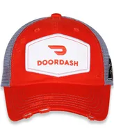 Men's Checkered Flag Sports Orange, Gray Bubba Wallace DoorDash Vintage-Like Patch Snapback Adjustable Hat