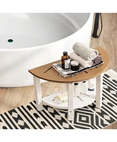 Costway Waterproof Hdpe Semicircular Shower Bench 2-Tier Bath Spa Bench