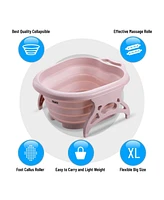 Trakk Foot Spa- Soaking Bath Tub with Rollers- Collapsible- Pink