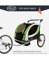 ClevrPlus Deluxe 3-in-1 Double Seat Bike Trailer Stroller Jogger for Kids