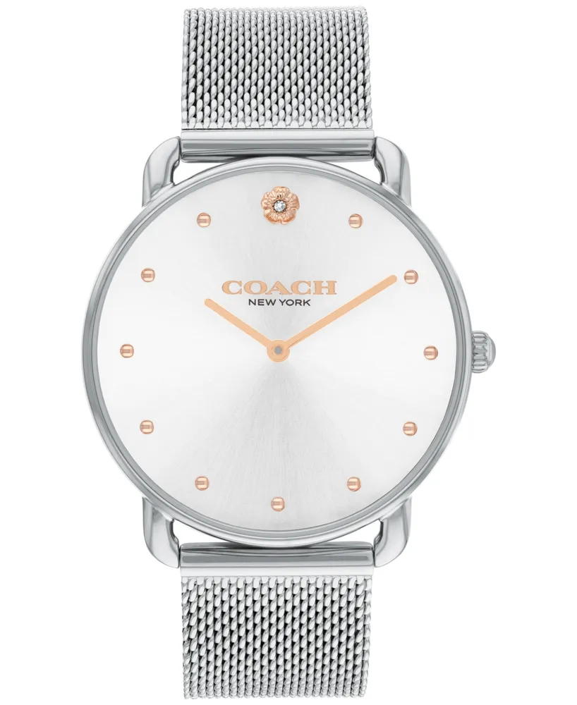 Coach Women's Elliot Silver Stainless Steel Mesh Bracelet Watch 36mm