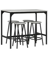 Homcom 5-Piece Rustic Bar Table and Chairs Set for Dining Room