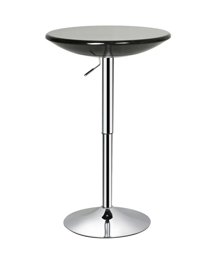 Homcom Round Bar Table with Metal Base, Adjustable Counter Height Pub Table, 29.5"-38.25" H Tall Bistro Table, Black