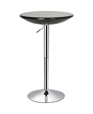 Homcom Round Bar Table with Metal Base, Adjustable Counter Height Pub Table, 29.5"-38.25" H Tall Bistro Table, Black
