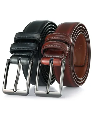 Gallery Seven Men's T-Back Traditional Leather Belt Pack of 2