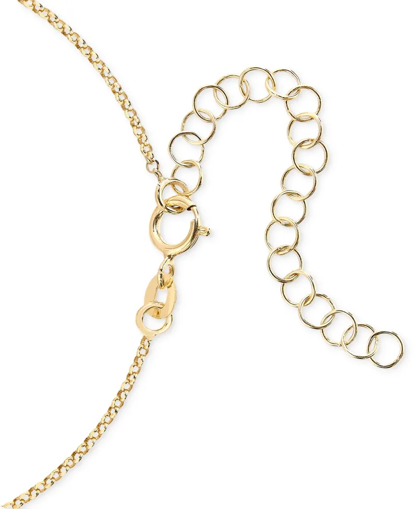 Diamond Polished Oval Rings Pendant Necklace (1/5 ct. t.w.) in 14k Gold-Plated Sterling Silver, 24" + 2" extender - Gold
