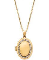 Diamond Halo Oval Locket 18" Pendant Necklace (1/3 ct. t.w.) in 14K Gold-Plated Sterling Silver - Gold