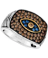 Le Vian Chocolatier Men's Blueberry Sapphire (1/6 ct. t.w.) & Chocolate Diamond (1-1/4 ct. t.w.) Evil Eye Ring in 14k Two-Tone Gold