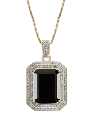 Lab Grown Ruby (16-5/8 ct. t.w.) & Diamond (1/4 Rectangular Pendant Necklace 14k Gold-Plated Sterling Silver, 22"