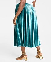 On 34th Plus Velvet Pleated Midi Skirt, Created for Macy's