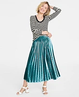 On 34th Women's Metallic Stripe Scoop-Neck T-Shirt, Created for Macy's