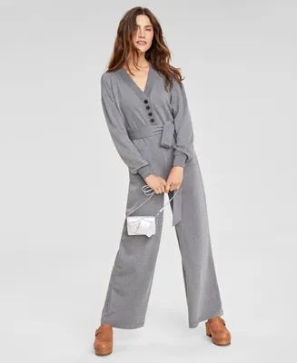 On 34th Women's Knit Wide-Leg Jumpsuit, Created for Macy's