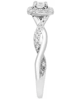 Diamond Princess Twist-Shank Engagement Ring (1/4 ct. t.w.) in 14k White gold