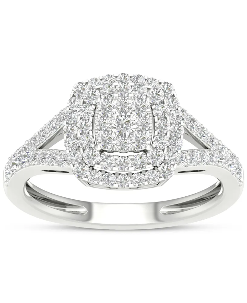 Diamond Cluster Double Halo Engagement Ring (1/2 ct. t.w.) in 14k White Gold