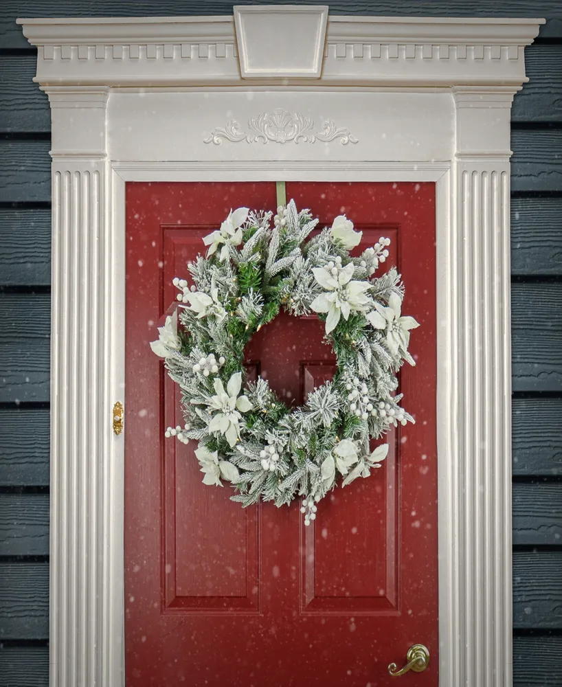National Tree Company 26" Frosted Colonial Wreath with Led Lights