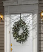 National Tree Company 30" Snowy Morgan Spruce Wreath with Twinkly Led Lights