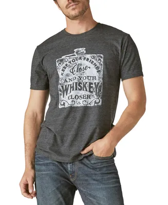 Lucky Brand Men's Keep Your Friends Close Whiskey Crewneck T-shirt