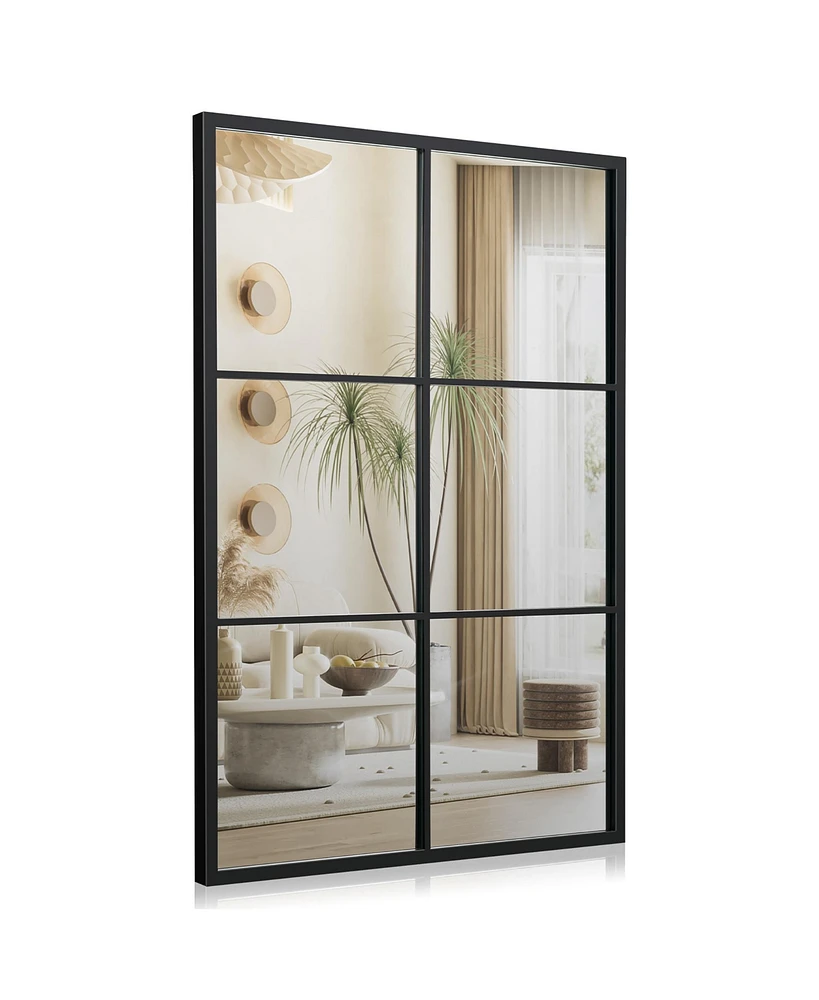 Costway Metal Wall Mirror Large Window Decorative Farmhouse Mirror Square28'' x40''