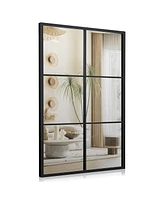 Costway Metal Wall Mirror Large Window Decorative Farmhouse Mirror Square28'' x40''