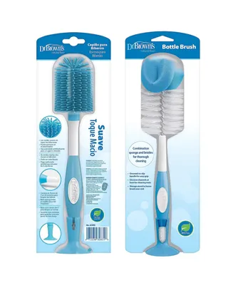 Dr. Brown's Baby Bottle and Nipple Brush Soft Touch and Sponge Brush, Blue, 2 Pack