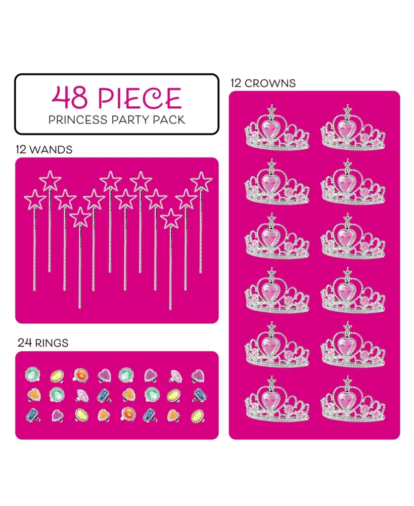 Princess Pretend Halloween Costume Dress Up Play Set - Crowns, Wands, and Jewels - Princess Girls Party Favors