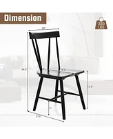 Dining Chairs Set of 2 Windsor Wood Armless with Solid Rubber