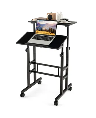 Costway Mobile Standing Desk Rolling Adjustable Laptop Cart Home Office