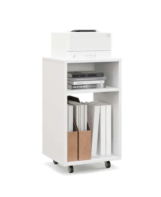 Mobile File Cabinet Wooden Printer Stand Vertical Storage Organizer Home Office
