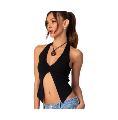 Women's Sculpt Knitted Split Front Top