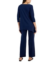 Jm Collection Womens 3 4 Sleeve Knit Top Wide Leg Pull On Pants Created For Macys