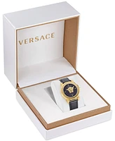 Versace Women's Swiss Medusa Deco Black Leather Strap Watch 38mm