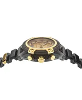 Versace Men's Icon Active Swiss Chronograph Diamond (0.15 ct. t.w.) Black Silicone Strap Watch 44mm