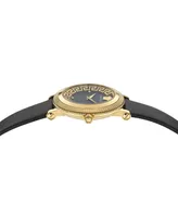 Versace Women's Swiss Greca Flourish Black Leather Strap Watch 35mm