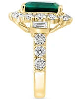 Effy Lab Grown Emerald (4-7/8 ct. t.w.) & Lab Grown Diamond (2-3/8 ct. t.w.) Halo Statement Ring in 14k Gold