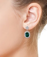 Effy Lab Grown Emerald (3-3/8 ct. t.w.) & Lab Grown Diamond (1-7/8 ct. t.w.) Halo Drop Earrings in 14k White Gold