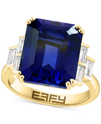 Effy Lab Grown Sapphire (10 ct. t.w.) & Lab Grown Diamond (1/2 ct. t.w.) Statement Ring in 14k Gold