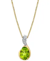 Peridot (3/4 ct. t.w.) & Diamond Accent 18" Pendant Necklace in 14k Gold