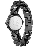 Philipp Plein Women's The Hexagon Black-Tone Stainless Steel Crystal Link Bracelet Watch 28mm