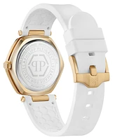 Philipp Plein Women's The Hexagon White Silicone Strap Watch 38mm