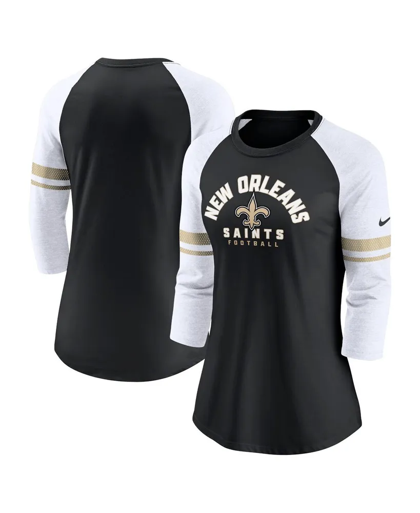 New Orleans Saints New Era Women's Lace-Up Raglan T-Shirt - Black