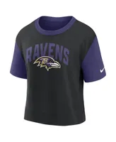 Women's Nike Purple, Black Baltimore Ravens High Hip Fashion T-shirt