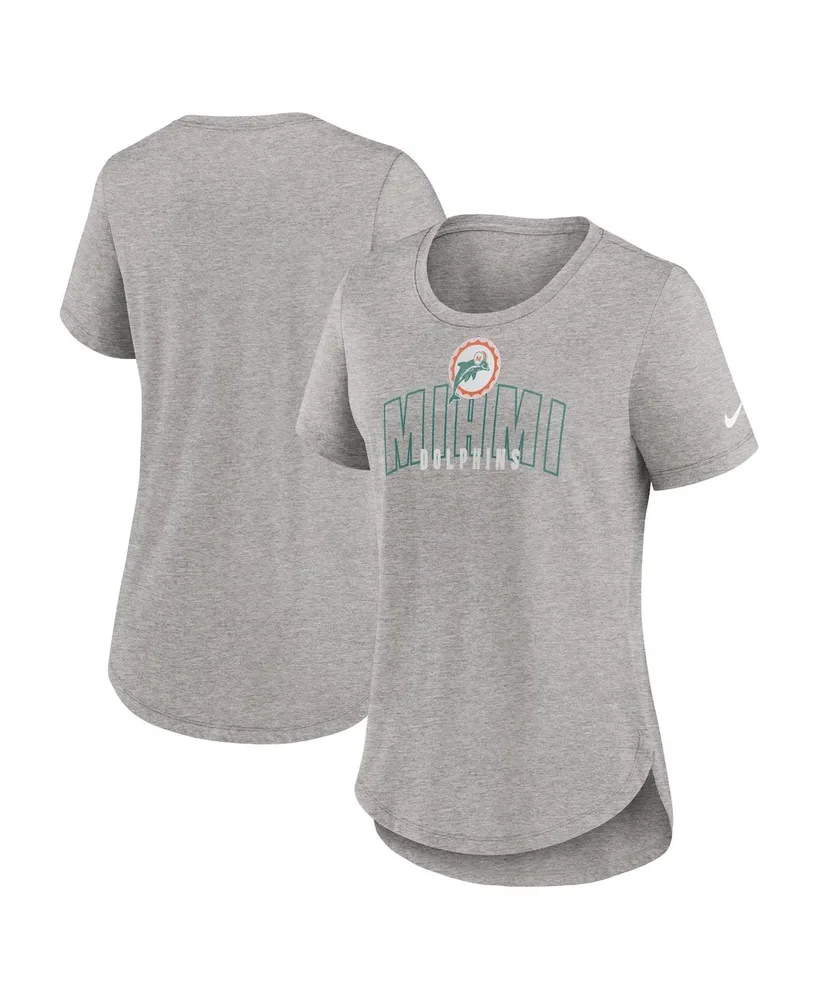 Women's Heather Gray Miami Dolphins Plus Size Lace-Up V-Neck T-Shirt