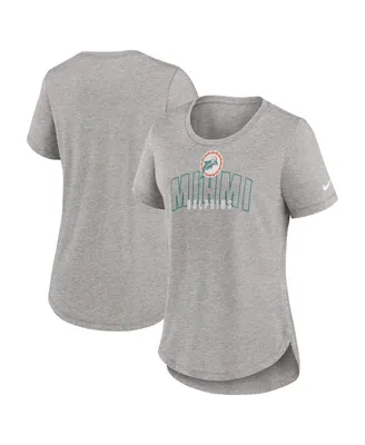 Women's Nike Heather Gray Miami Dolphins Fashion Tri-Blend T-shirt
