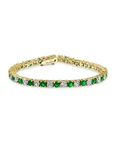 Bling Jewelry Alternating Stones Round Cubic Zirconia 12.00 Ct 4 Prong Basket Set Solitaire Cz Tennis Bracelet Prom Gold Plated 7.5 Inch