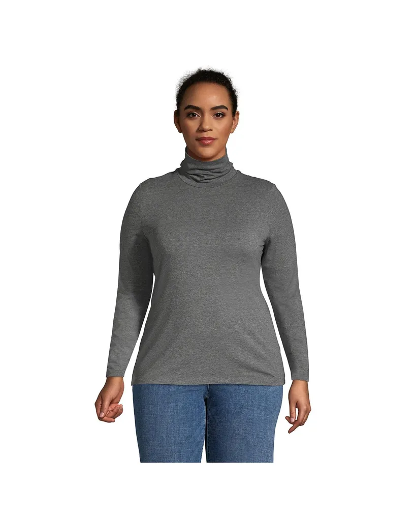 Lands' End Women's Plus Lightweight Jersey Skimming Long Sleeve Turtleneck