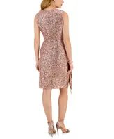 Tahari Asl Women's Sequined Ruched-Side Bodycon Dress