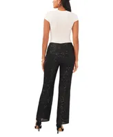 Msk Petite Sequined Mesh Pull-On Palazzo Pants